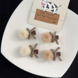 หวาน ปมผีเสื้อ กิ๊บติดผม เทียม ขนมิงค์ งานเต้นรำ ตุ๊กตา กิ๊บติดผม ฤดูใบไม้ร่วง ฤดูหนาว สีเบจ สีน้ําตาลปุย กิ๊บติดผม คลิปหน้าม้า