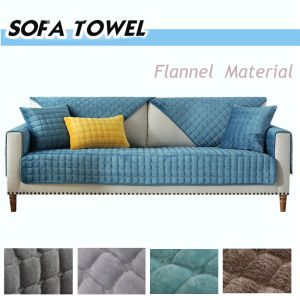 Velvet Sofa Cover Universal Plaid Plush Non-Slip Thickened Living Room Sofa Cover Warm Flannel Sofa Armrest Back Towel