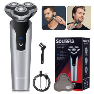 Solimpia Beard Shavers for Men Electric Razor Cordless USB Rechargeable Triple Blades Shaver Electric Shaver Waterproof FK-373