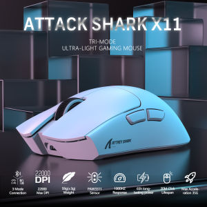 ATTACK SHARK X11 Lightweight Wireless Gaming Mouse with RGB Charging DockTri-Mode-2.4G/USB-C Wired/BT22K DPIPAW3311 Optical S