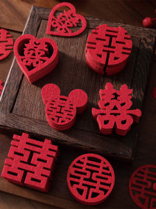 Mini Wedding Decorative Throwaway Happy Words Couple Names Festival Celebration Stickers Non-Woven Fabric Wedding Supplies