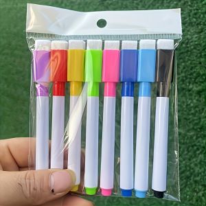 8-color Bag Washable Color Core Black Core Whiteboard Pen With Brush Water-based Environmentally Friendly Erasable Pen