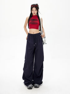 American Style High Waist Quick Dry Utility Pants Womens Autumn New Loose Casual Paratrooper Trousers Street Style