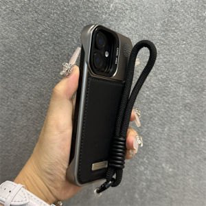 Ultra-Thin Electroplated Leather Phone Case for  16 pro Max Black Frameless Lens Support 15 pro 14 Hard Shell 13 plus Business Trend