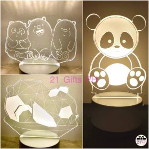 Panda and We Bare Bears Acrylic LED Lamp gift kids cartoons night lamp table lamp single 7 16 colors