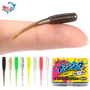 RoseWood 20pcs/box Ajing Worm Soft Bait Fishing Lure 3.5cm Rockfish TPR Swimbait Nightlight Ice Jig Artificial Baits Bass Tackle