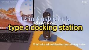 12-in-1 USB C Docking Station with 100W PD USB-C 4K HDTV VGA USB 3.0 RJ45 SD/TF Cards Reader Audio for Windows Mac Xiaomi Laptop