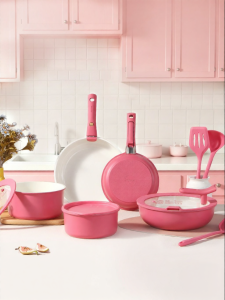 CAROTE | Household Ceramic Detachable Handle Stackable Non-stick Pot Set