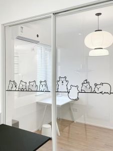 Modern Minimalist Kitchen Wall Tile Stickers Living Room Glass Door Anti-Collision Cartoon Door Decal Home Decor PVC Wall Mural