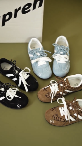 YOTO Trainer Sneakers For Women Retro Racing Style Brown Leather Casual Shoes
