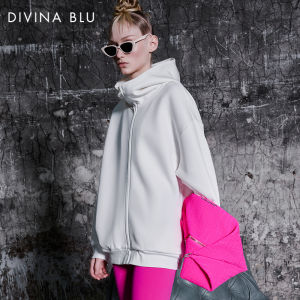 DIVINA BLU | Minimal Loose Casual Sporty Fitness Hoodie Coat