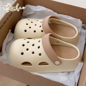 Cute Bear Hole Shoe Womens Fashion Thick Bottom Anti-slip Summer Latte Color Sandals Hollow out Design Casual EVA Material