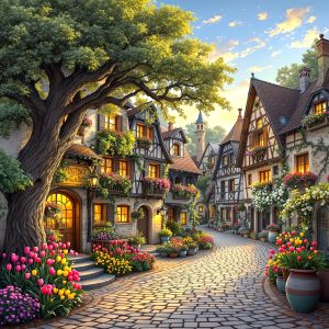 HUACAN 11CT Cross Stitch Kits House Landscape City Street Printed Canvas Home Decor 11CT Embroidery Sets DMC Thread Needlework