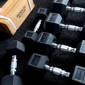 ROGUE Original Hex Dumbbell Rubber Latihan Angkat Beban Otot Home Gym Fitness CrossFit Training