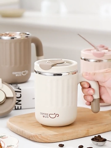 VIVOLILV 【24H Delivery🚚】500ml Coffee Mugs 304 Stainless Steel Thermos Coffee Cup Insulation Mug Office Coffee Cup with Handle Water Cup with Straw Drinkware Flasks