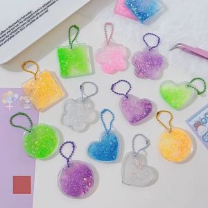 Quicksand Goo Plate Heart Transparent 🔑 心形透明流沙咕盘 Gantungan Kunci Guka Tray Hati Lutsinar Gupan Guka Goo Card Keychain Collection