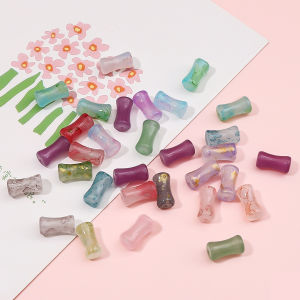 Handmade DIY Glass Gradient Gold Dust Bamboo Knot Beads Ancient Style Spacer Beads Bracelet Necklace Jewelry Accessories