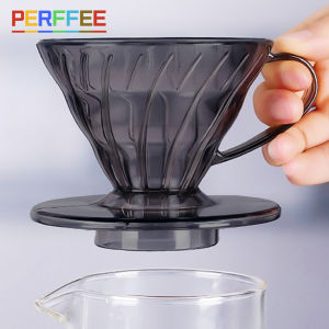 Coffee Filter V Shape Pour Over Coffee Filter Cup Brewing Coffee Funnel 01 02 Dripper Dark Gray Spiral Ribs Coffee Filters
