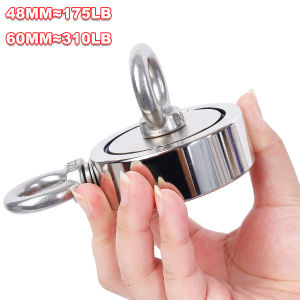 Super Power Salvage Fishing Magnetic 310lb Strong Neodymium Magnet Double Side Search Magnet Hook  M48mm-M60mm Stell Cup Holder