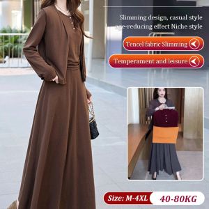 Fall temperament dress threepiece set Elegant temperament dresses Autumn Three-Piece Elegant Dress S