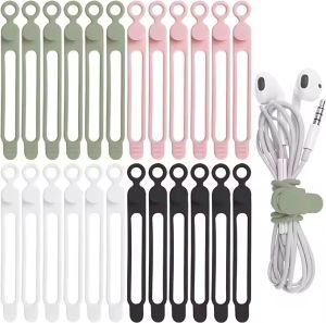 20pcs Silicone Cable TiesCord OrganizerCable StrapsReusable Cord TiesTravel Cable Organizer Cute Elastic Tie Wire Ties