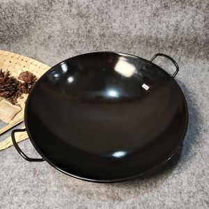 WAJAN HITAM ENAMELCHAINES WOK PAN BLACK METAL TEBAL 1.2MM ANTI LENGKET DAN GORES 31-34-37-40-43-46-48cm Kitchenware