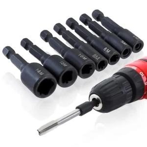 8/7/6pcs Tap Die Socket Adapter M4 M5 M6 M8 M10 M12 1/4" Hex Shank Machine Screw Metric Plug Threading Tool for Electric Drill