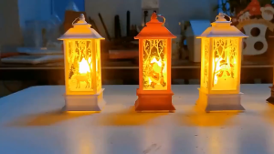 BHQ Christmas Flame Light Hanging Lantern Exquisite Santa Claus Windproof Desktop Lamp Vintage Creative