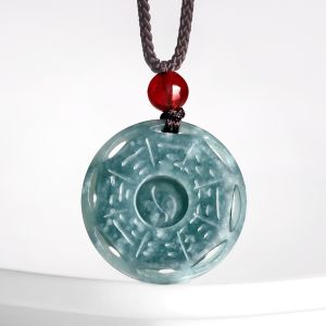 TIMESWIND Natural Jade Light Green Tai Chi Eight Trigrams Women Pendant with Certificate