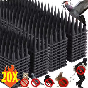 20 ชิ้น หนามพลาสติกป้องกันนก / ชุดป้องกันนกพิราบและแมว ป้องกันการปีนหลังคา/รั้วกลางแจ้ง ป้องกันขอบหน้าต่าง สวน ป้องกันศัตรูพืชอย่างมีมนุษยธรรม