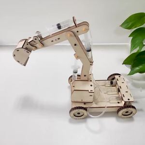 Wooden Hydraulic Excavator Model Childrens Educational Toys Wooden Handmade DIY Scientific Experiment Parent-child Interaction