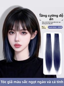 AINIYA | Blue Highlighted Clip-on Hair Extension Short Seam-free