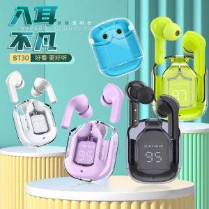 Air31 Transparent Bluetooth Earbuds Wireless Noise Cancellation Dual Channel Stereo Sound Quality Long Battery Life