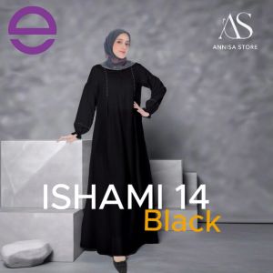 BAJU GAMIS HAJI UMROH ABAYA ETHICA ISHAMI 14 BLACK / DRESS GAMIS PUTIH DAILY OUTFIT WANITA DEWASA & REMAJA