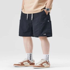 Quần Short Nam Ice Silk Nhanh Khô Mùa Hè Quần Dài Năm Điểm Thường Ngày Quần Áo Bảo Hộ Lao Động Phong Cách Mỹ Quần Dài Thẳng