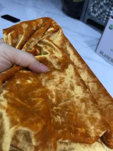 Vải nhung tuyết hoa màu vàng nghệ co giãn 4 chiều mềm rũ (khổ 1m6)may đầm váy áo dài thời trang