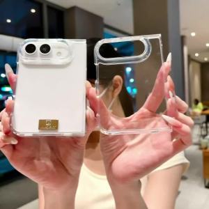 szhaiyu | For iPhone Duo Fold Case Transparent Skin-friendly Thin Cover With Lens Protection Shockproof Hard Back Shell Cover Funda