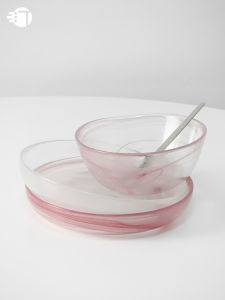 ชุดจานแก้วสีสันสดใส ชุดเครื่องครัว จานเช้า จานสลัด จานผลไม้ จานขนมสไตล์ญี่ปุ่น ชุดจานขนาดเล็กสำหรับใช้ในบ้าน 3 ชิ้น