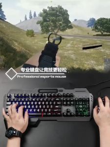 RGB Gaming Keyboard And Mouse Set GK70 Mechanical Feel With Hand Rest Luminous Mechanical Keyboard Haming Keyboard with 104 Keys