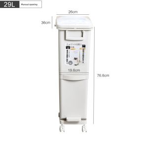 Kitchen Trash Can Floor Standing High Large Capacity Double Layer Wheel Mounted Sliding Home Use Garbage Bin Long Cylinder Shape