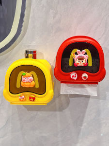 Wall-Mounted Toilet Tissue Box Cute Cartoon Home Bathroom Waterproof Tissue Box No Drilling Required Toilet Paper Holder Rack