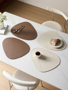 Mili Wind Asymmetrical Oval Leather Placemat Waterproof Greaseproof Liner Insulated Dining Table Mat Thickened Heat Resistance Bowl Mat