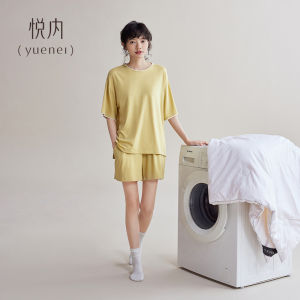 yuenei | Couples Summer Ice Silk Modal Sleepwear Womens Style Thin Short Sleeve Shorts Home Clothes Mens Set Comfortable Breathable