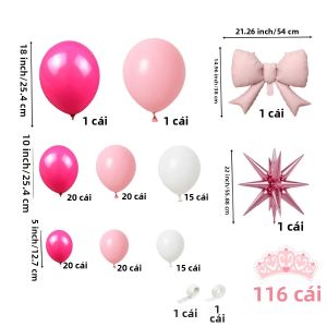 116 Chiếc Bóng Bay Chủ Đề Công Chúa Màu Hồng Cho Những Buổi Tiệc Lãng Mạn - Thích Hợp Cho Sinh Nhật Công Chúa Tiệc Chào Đón Em Bé Đám Cưới Và Các Dịp Kỷ Niệm