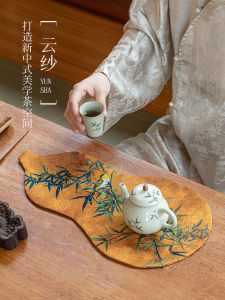 New Chinese Style Gourd Tea Table Mat Luxury Waterproof Ancient Chinese Style Table Flag Tea Seat Lightweight Elegant Design