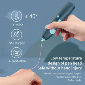 COD Wireless Intelligent 3D Printing Pen 3D Printer Arts Pen Making Doodle Arts Crafts-Temperatur Rendah Free PCL Filament-USB Cable