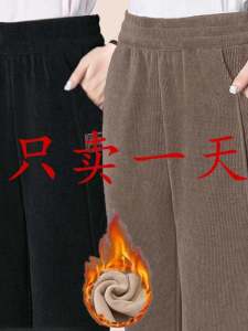 Ladies New Harem Pants Outwear Fall and Winter Fleece-lined Thickened High Waist Womens Warm Pants Casual Pants Straight-leg Chenille