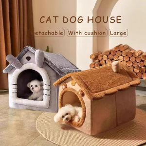 [Local Delivery] Foldable Pet Bed for Cats Dogs – Removable Washable Indoor Cat Dog House Kennel Nest