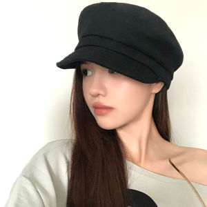 Retro Spring Autumn Pure Color Popular Fashion Octagonal Hat Women Soft Brim Beret Cap Face Slimming Casual Style Streetwear