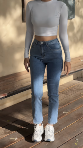 กางเกง ยีนส์ S-L เอวสูง สไตลืเกาหลี การออกแบบกระแต่งปลายขา แบบผ่าข้าง แฟชั่น กางเกงยีนส์ขายาวสำหรับ ผญ 👖🌷💖